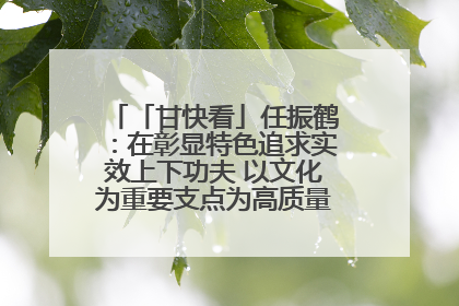 「甘快看」任振鹤：在彰显特色追求实效上下功夫 以文化为重要支点为高质量发展增添动能