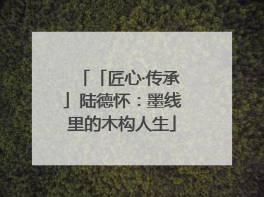 「匠心·传承」陆德怀：墨线里的木构人生