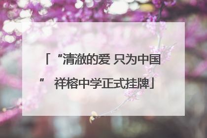 “清澈的爱 只为中国” 祥榕中学正式挂牌