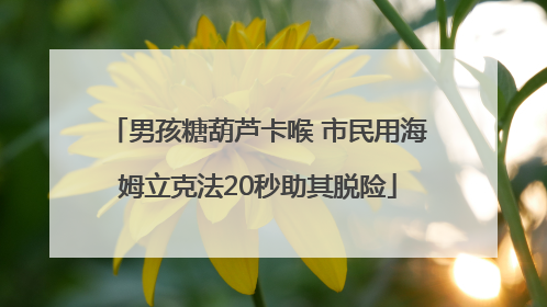 男孩糖葫芦卡喉 市民用海姆立克法20秒助其脱险