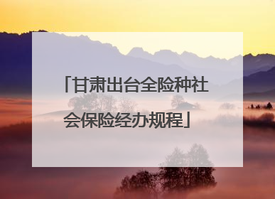 甘肃出台全险种社会保险经办规程