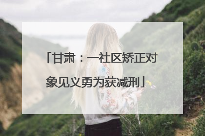 甘肃：一社区矫正对象见义勇为获减刑