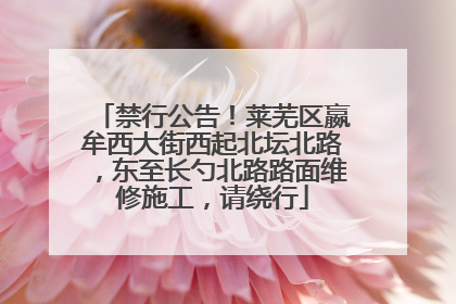 禁行公告！莱芜区嬴牟西大街西起北坛北路，东至长勺北路路面维修施工，请绕行