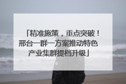 精准施策，重点突破！邢台一群一方案推动特色产业集群提档升级