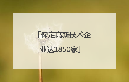 保定高新技术企业达1850家