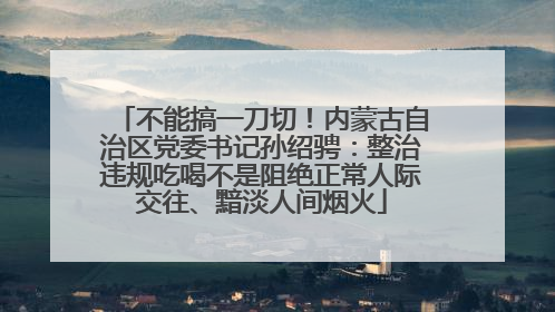 不能搞一刀切！内蒙古自治区党委书记孙绍骋：整治违规吃喝不是阻绝正常人际交往、黯淡人间烟火