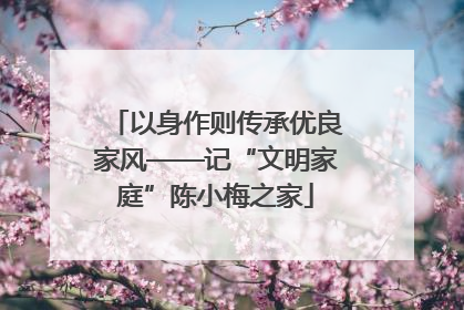 以身作则传承优良家风——记“文明家庭”陈小梅之家