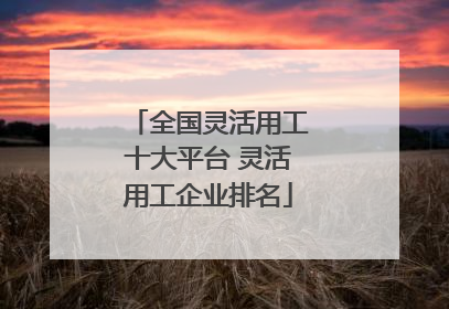 全国灵活用工十大平台 灵活用工企业排名