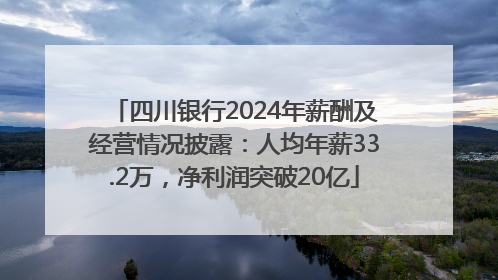 四川银行2024年薪酬及经营情况披露：人均年薪33.2万，净利润突破20亿
