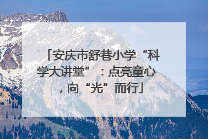 安庆市舒巷小学“科学大讲堂”：点亮童心，向“光”而行