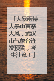 大暴雨特大暴雨雷暴大风，武汉市气象台连发预警，考生注意！