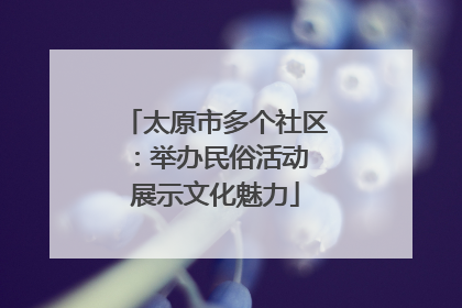 太原市多个社区：举办民俗活动 展示文化魅力