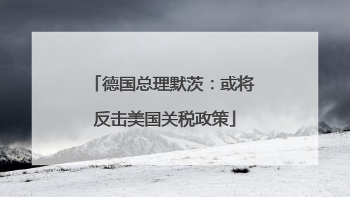 德国总理默茨：或将反击美国关税政策