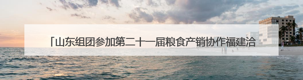 山东组团参加第二十一届粮食产销协作福建洽谈会 “齐鲁粮油”专场推介活动同步举办