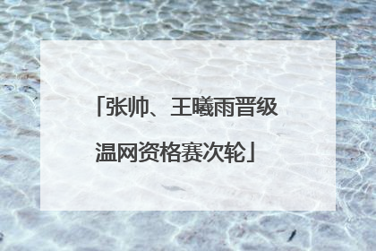 张帅、王曦雨晋级温网资格赛次轮