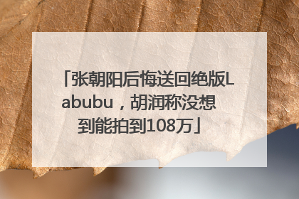 张朝阳后悔送回绝版Labubu，胡润称没想到能拍到108万