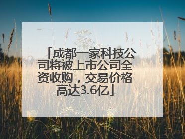 成都一家科技公司将被上市公司全资收购，交易价格高达3.6亿