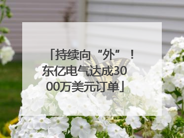 持续向“外”！东亿电气达成3000万美元订单