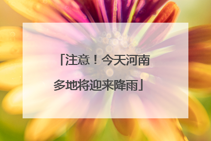 注意！今天河南多地将迎来降雨