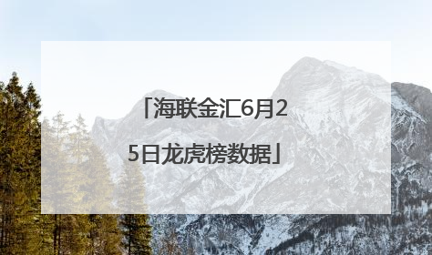 海联金汇6月25日龙虎榜数据