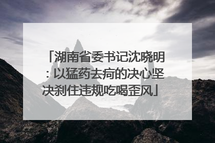 湖南省委书记沈晓明：以猛药去疴的决心坚决刹住违规吃喝歪风