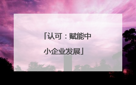 认可：赋能中小企业发展