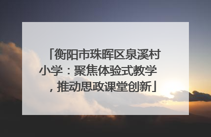 衡阳市珠晖区泉溪村小学：聚焦体验式教学，推动思政课堂创新