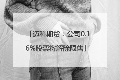迈科期货：公司0.16%股票将解除限售