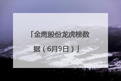 金鹰股份龙虎榜数据（6月9日）
