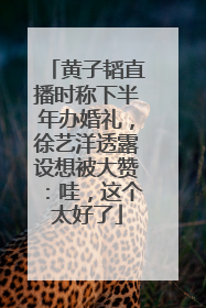 黄子韬直播时称下半年办婚礼，徐艺洋透露设想被大赞：哇，这个太好了