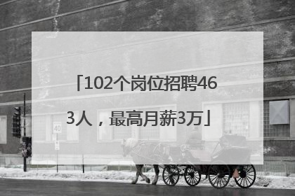 102个岗位招聘463人，最高月薪3万